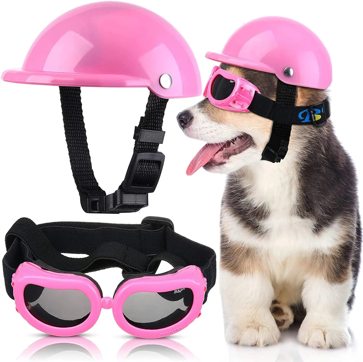 Dog Helmet With Glass in Pink