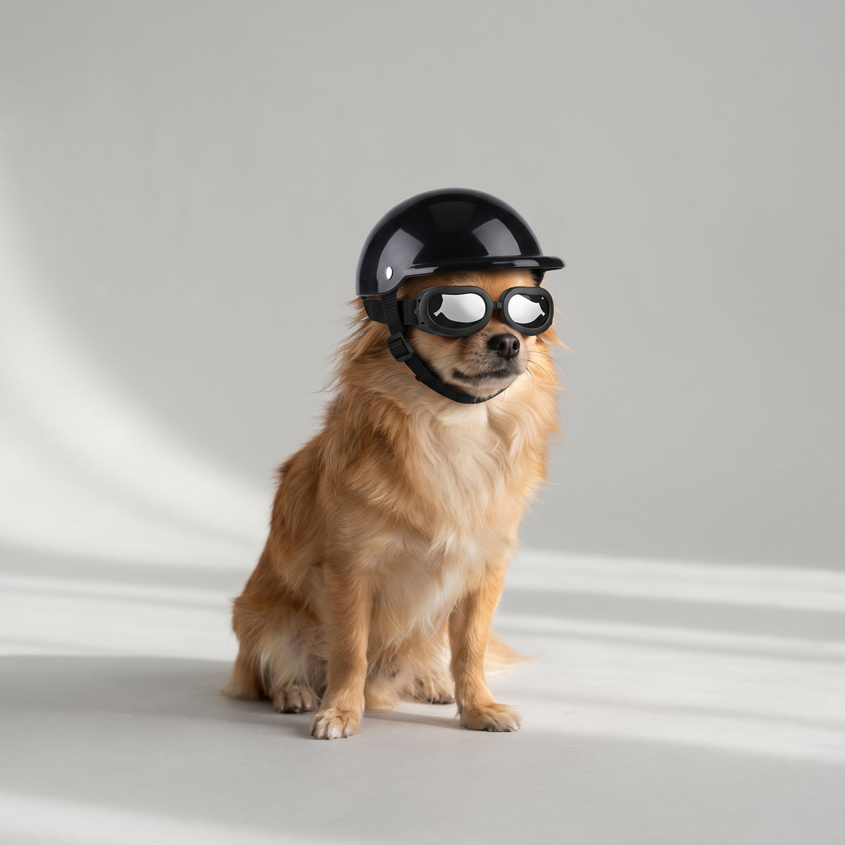Dog Helmet With Glass with a chihuahua, studio photo