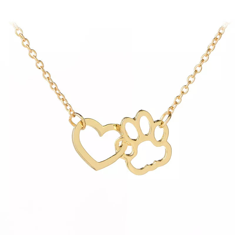 Dog Lover Paw Necklace in Gold