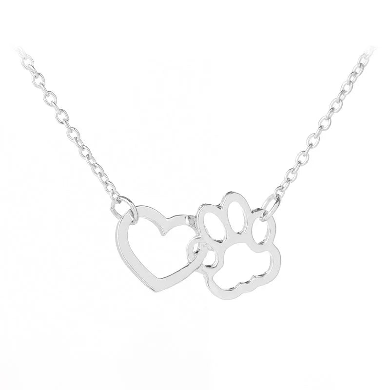 Dog Lover Paw Necklace in Silver