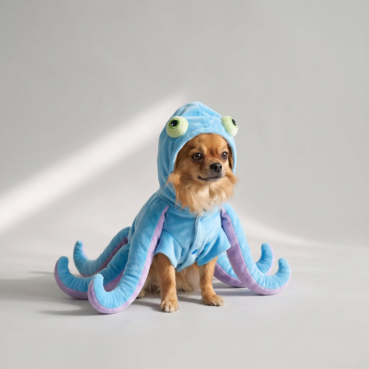 Dog Octopus Costume with a chihuahua, studio photo