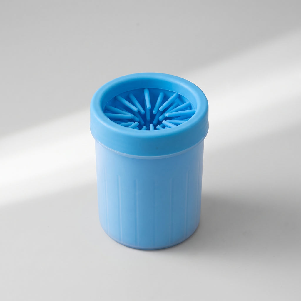 Dog Paw Cleaner Cup, studio photo on a light grey background