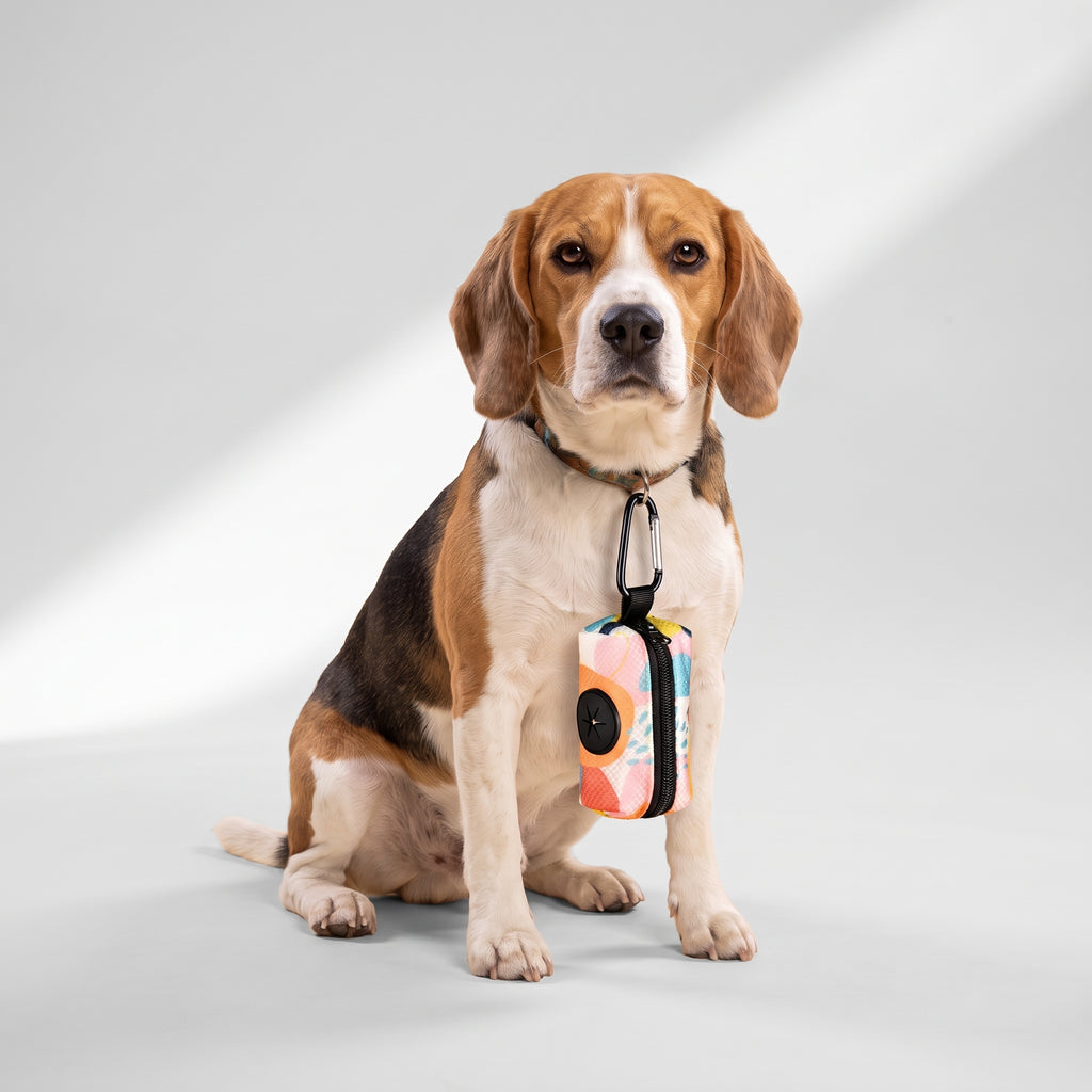 Dog Poop Bag Dispenser with a beagle, studio photo