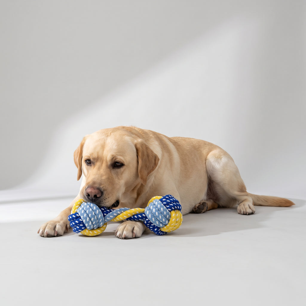 Dog Rope Toys with a Labrador, studio photo