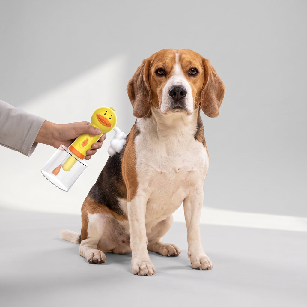 Dog Soap Dispenser with a beagle, studio photo