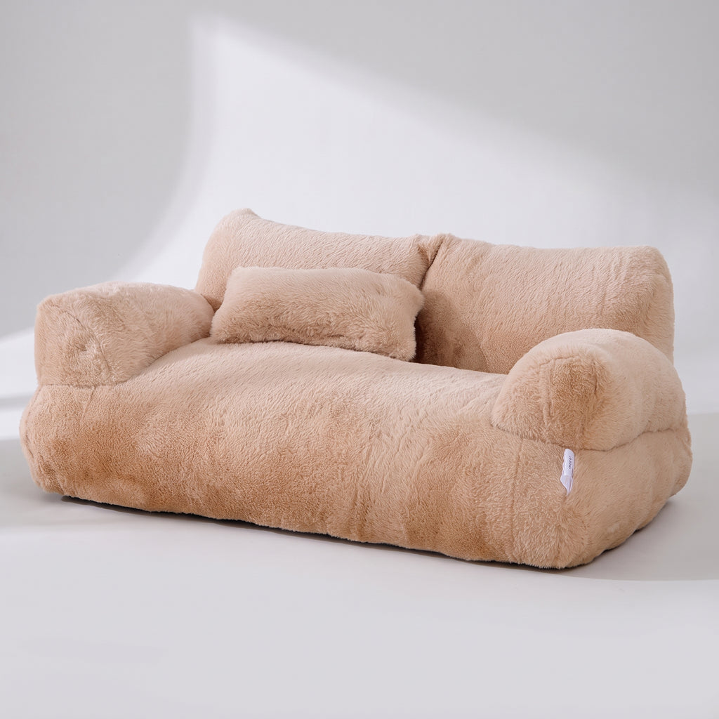 Plush Dog Sofa Bed, PP Cotton Filled, studio photo on a light grey background