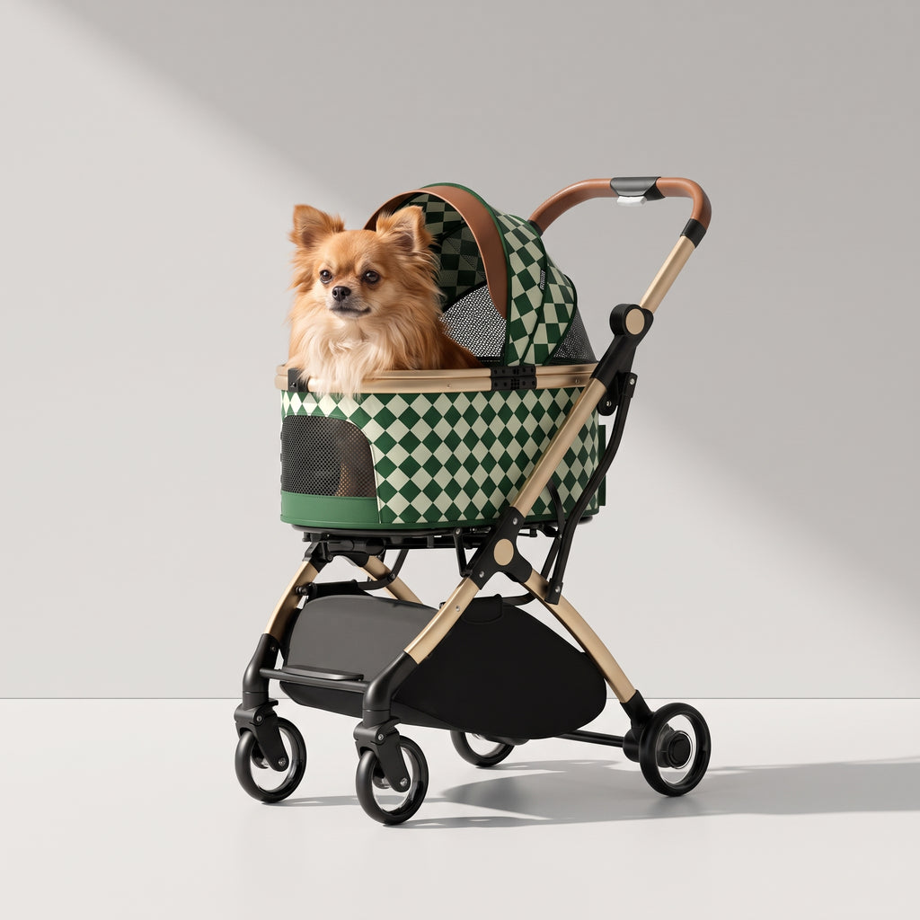 Aluminum Dog Stroller, Lightweight Frame with a chihuahua, studio photo