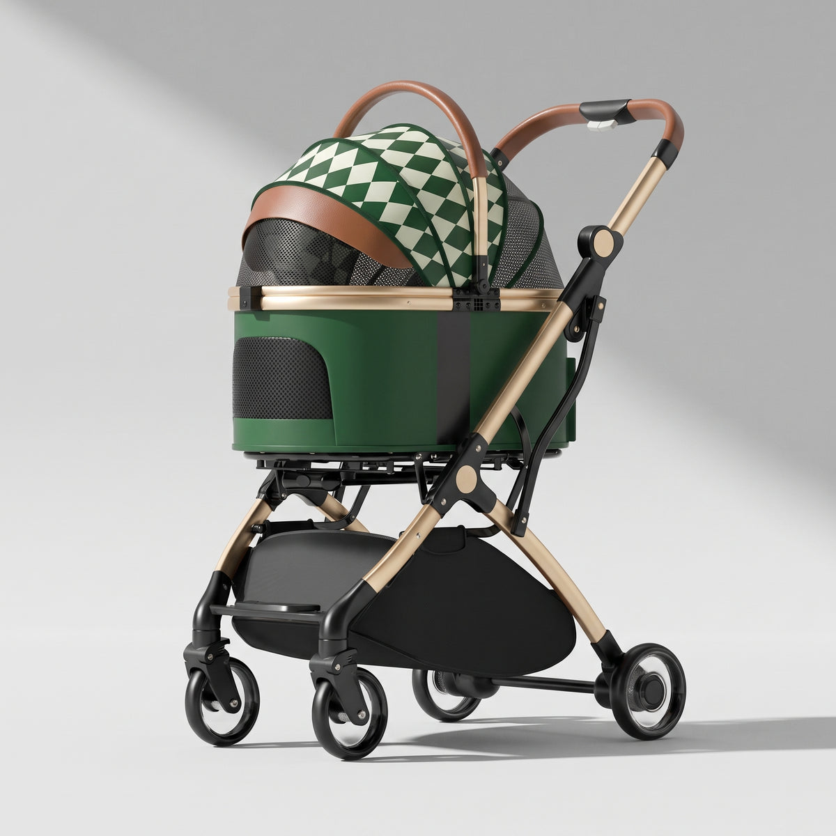 Aluminum Dog Stroller, Lightweight Frame, studio photo on a light grey background