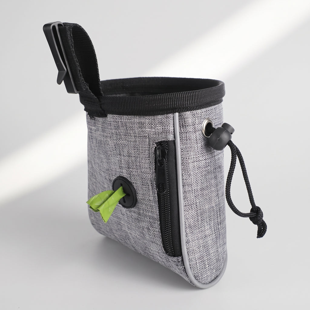 Dog Training Treat Bag for Walks, studio photo on a light grey background