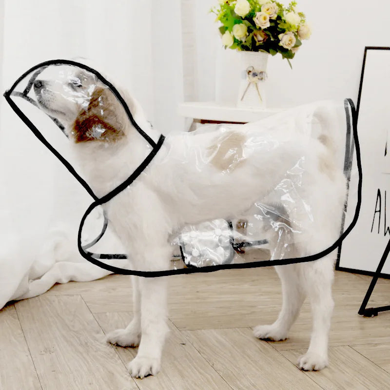 Dog Transparent Raincoat in Black