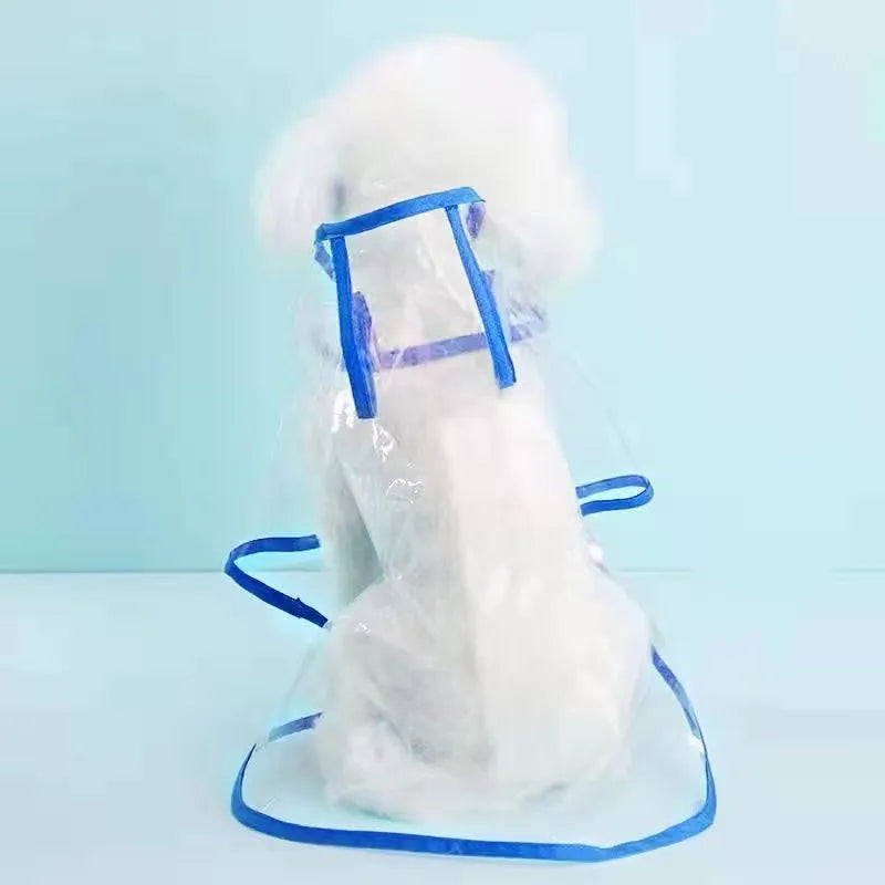Dog Transparent Raincoat in Blue