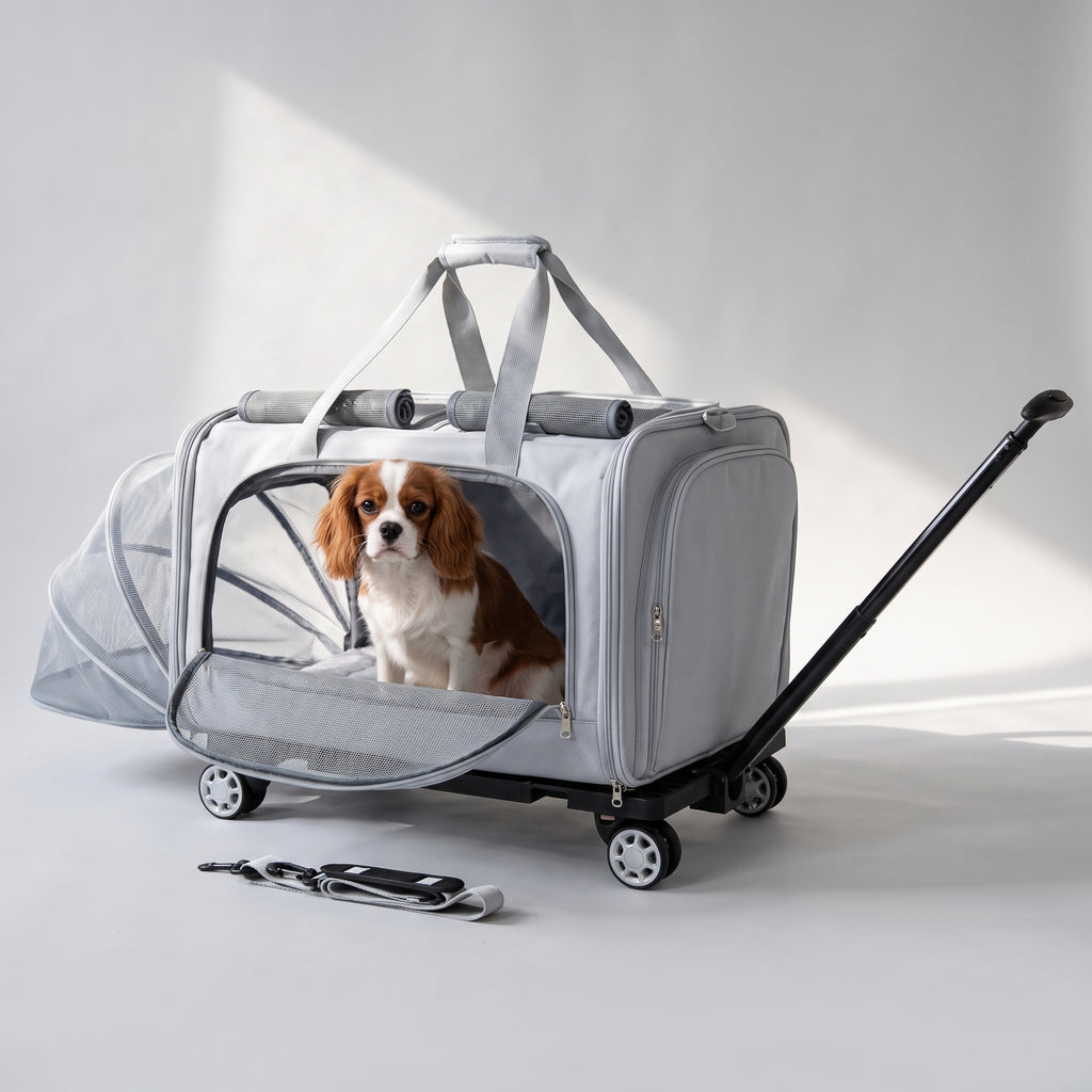 Dog Trolley with a Cavalier King Charles, studio photo