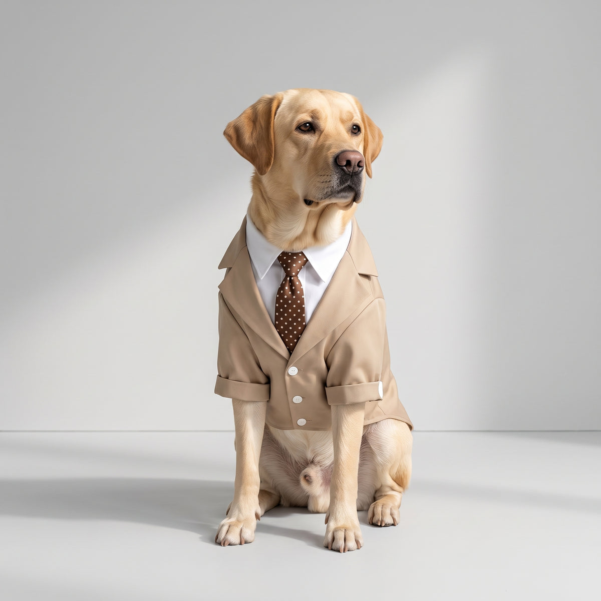 Dog Tuxedo For Wedding with a Labrador, studio photo