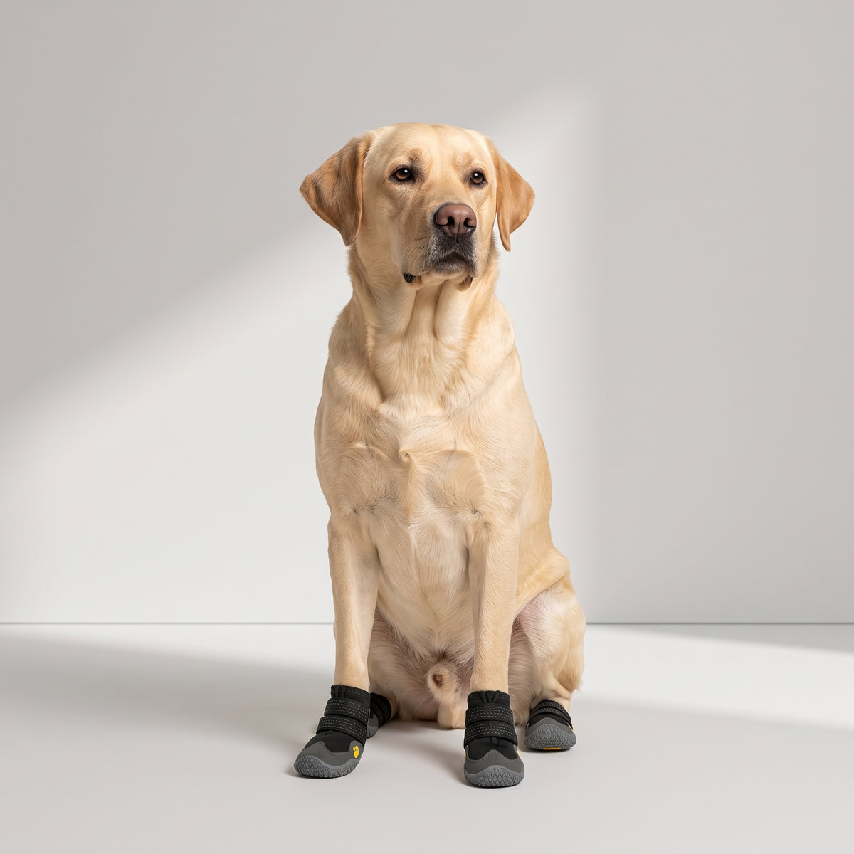 Dog Walking Shoes with a Labrador, studio photo