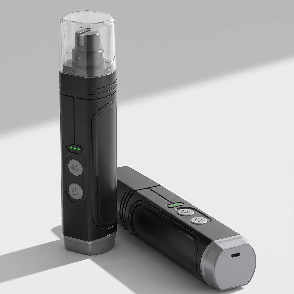 Electric Dog Nail Grinder in Black, studio photo on a light grey background