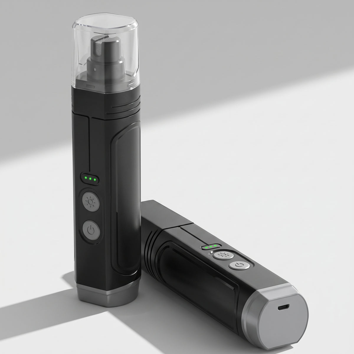 Electric Dog Nail Grinder in Black, studio photo on a light grey background