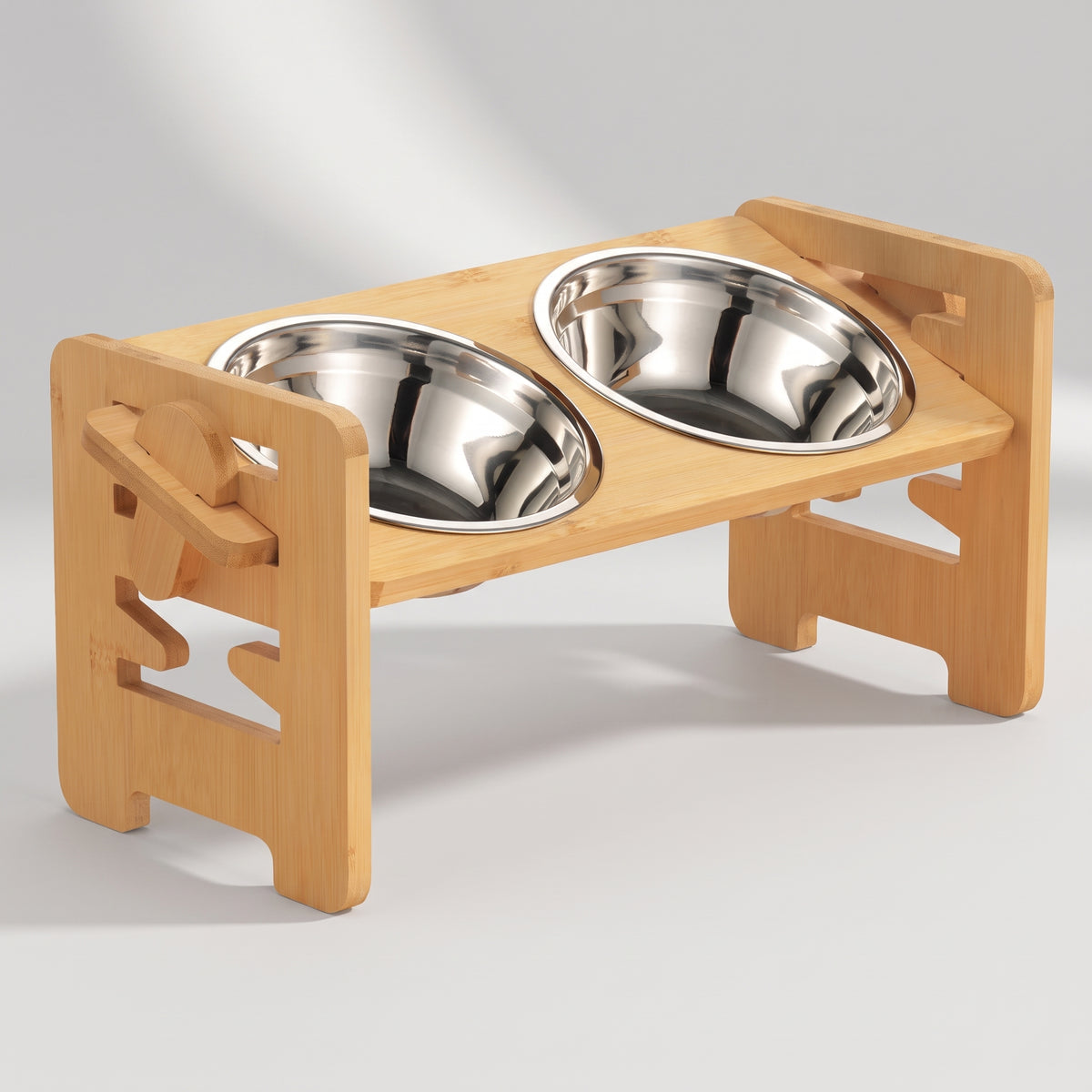 Elevated Dog Food Bowls, studio photo on a light grey background