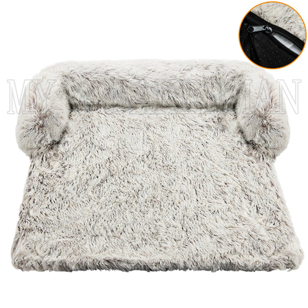 Fluffy Dog Sofa Bed in Light Grey
