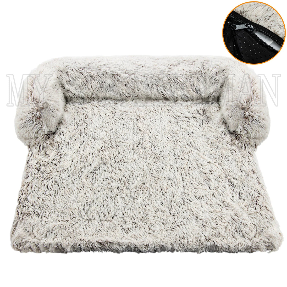 Fluffy Dog Sofa Bed in Light Grey