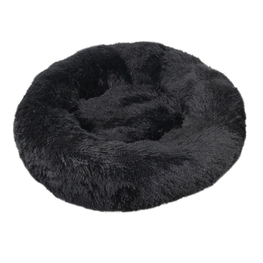 Fluffy Donut Dog Bed in Black