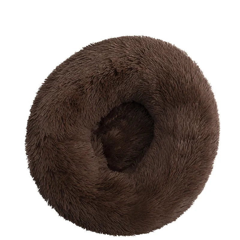 Fluffy Donut Dog Bed in Brown