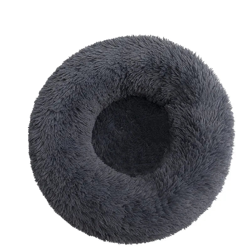 Fluffy Donut Dog Bed in Dark Grey