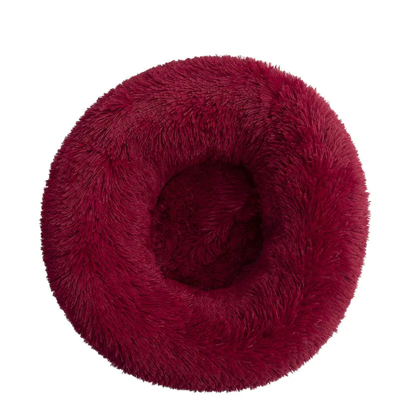 Fluffy Donut Dog Bed in Red