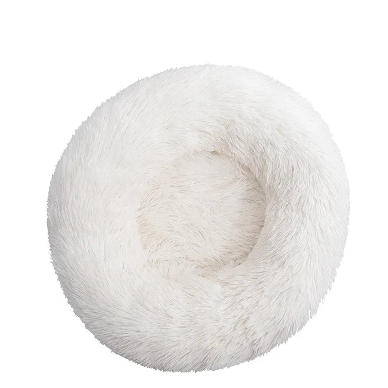 Fluffy Donut Dog Bed in White