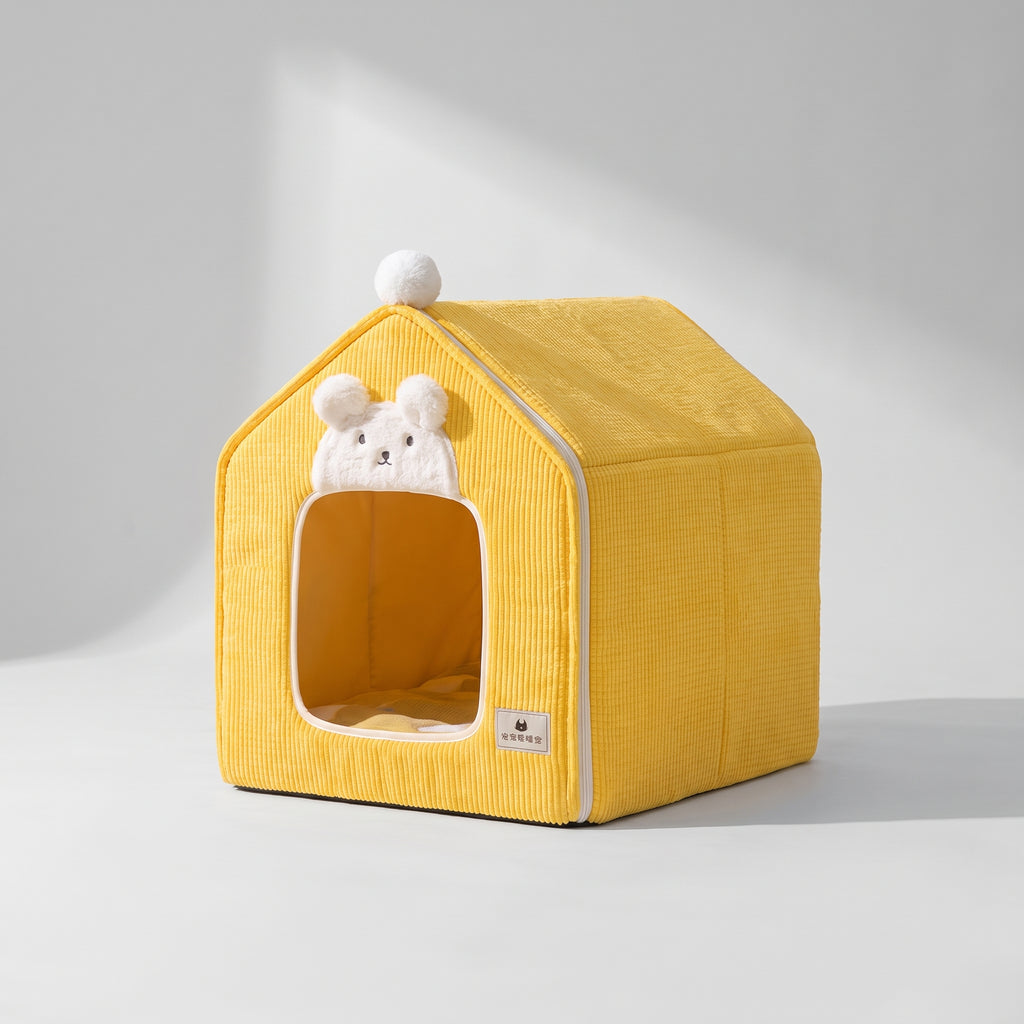 Foldable Dog House, studio photo on a light grey background