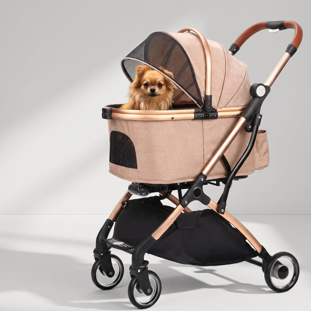 Foldable Dog Stroller with a chihuahua, studio photo