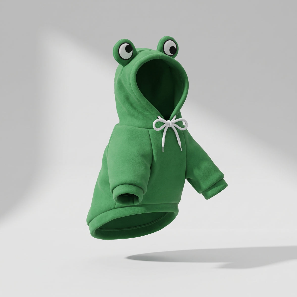 Frog Hoodies For Dog, studio photo on a light grey background