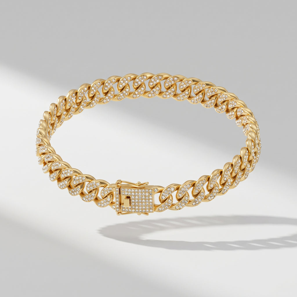 Gold Dog Chain Collar, studio photo on a light grey background