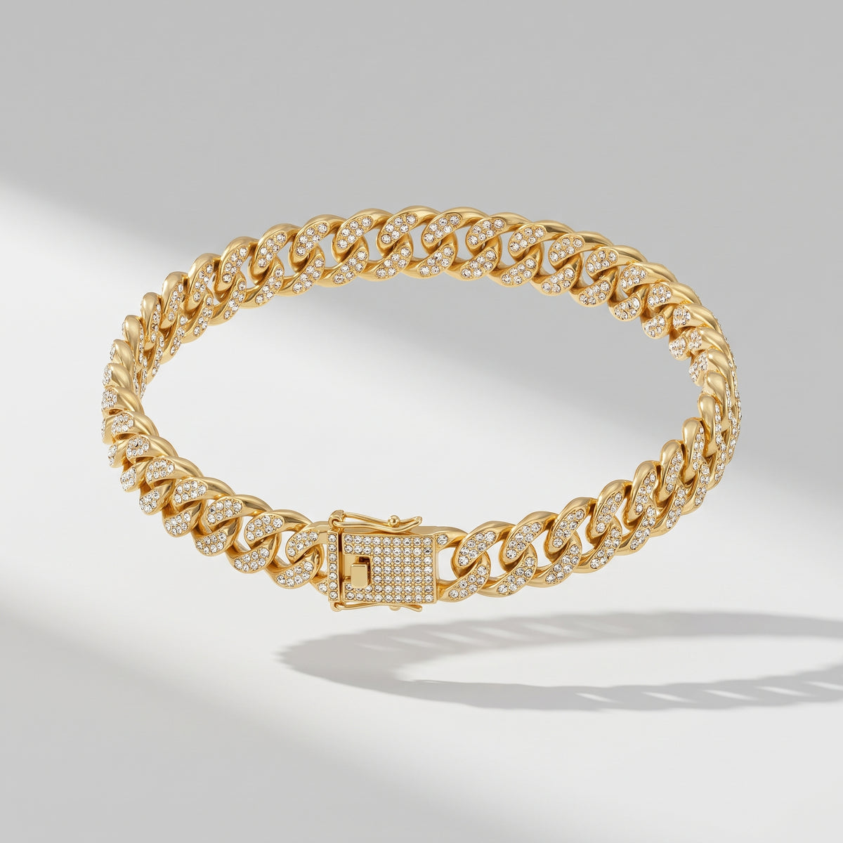 Gold Dog Chain Collar, studio photo on a light grey background