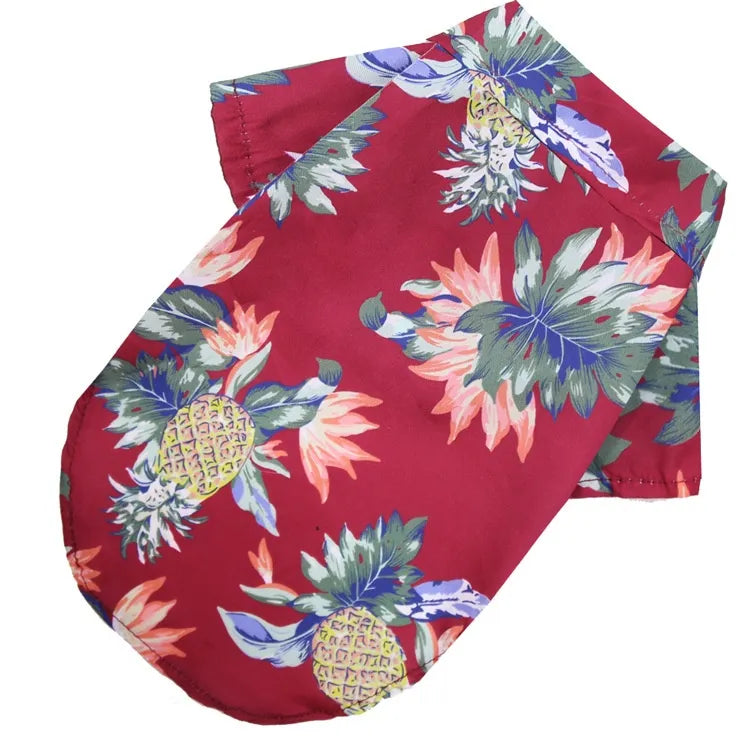 Hawaiian Dog Shirt in Red