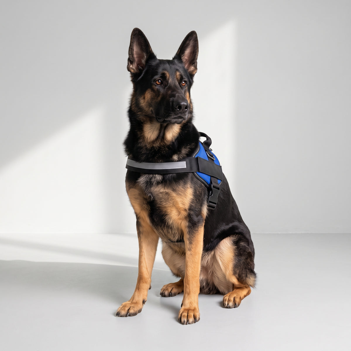 Heavy Duty Dog Harness with a German Shepherd, studio photo