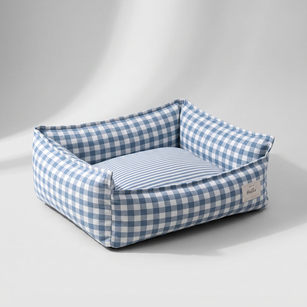 Indoor Dog Bed, studio photo on a light grey background