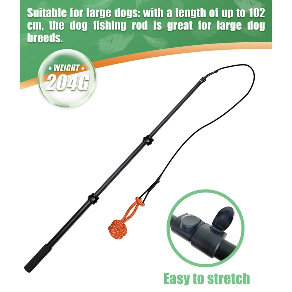 Interactive chew toys for dogs with extendable pole - black