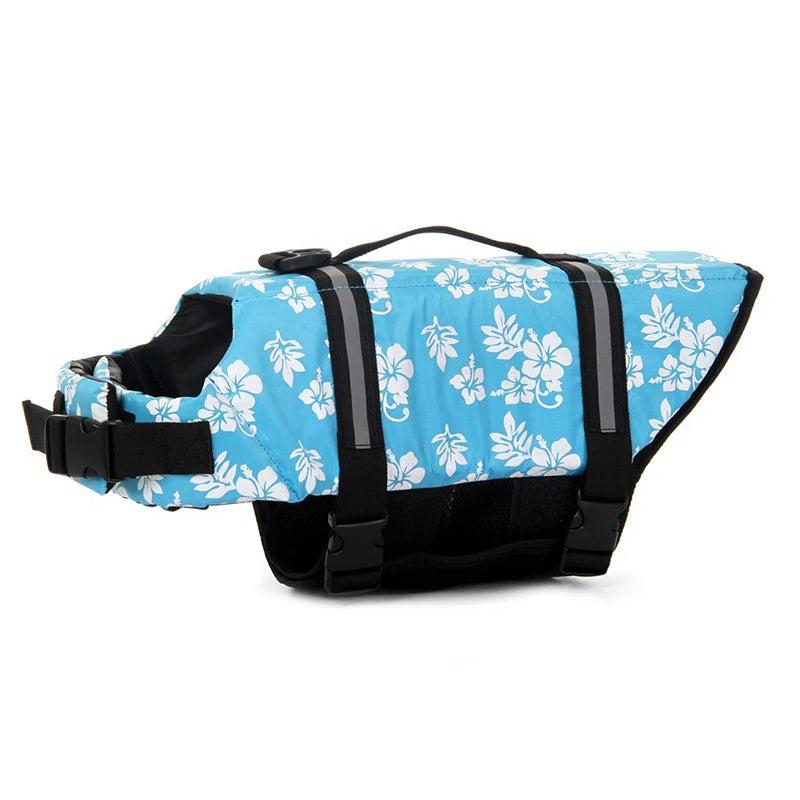 Large Dog Life Jacket in Blue Flower