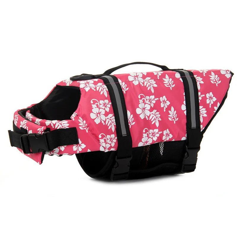 Large Dog Life Jacket in Pink Flower