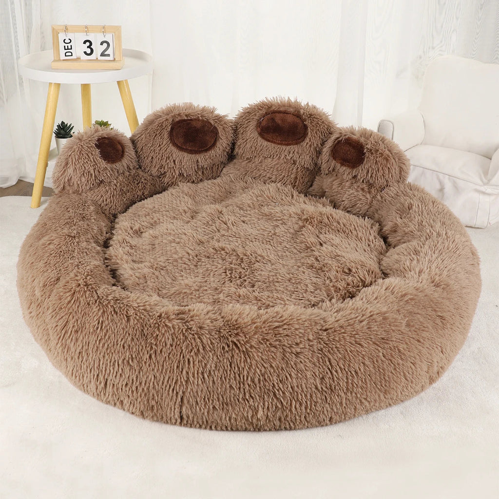 Large Fluffy Dog Bed in Coffee