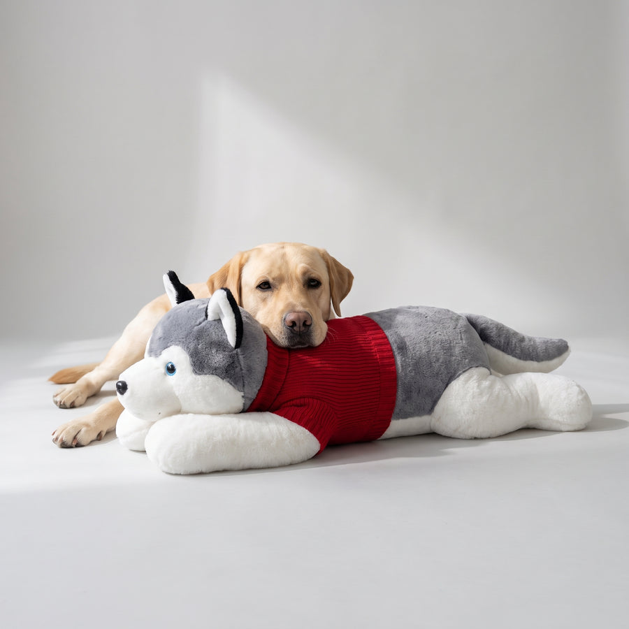Stuffed &amp; Plush - Made with 100% new and high-quality soft plush and pp cotton, this Huge Husky Dog Plush is incredibly cuddly and huggable.