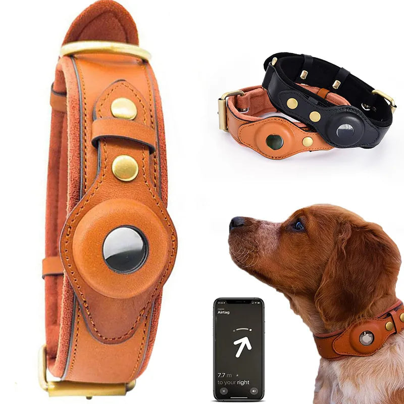 Leather Airtag Dog Collar