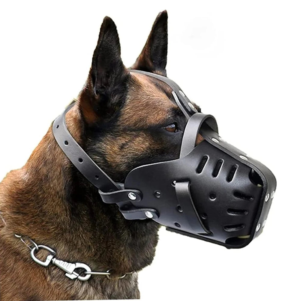 Leather Basket Dog Muzzle