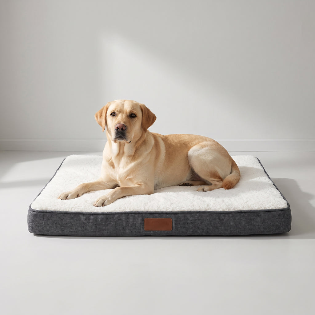 Memory Foam Dog Mat with a Labrador, studio photo