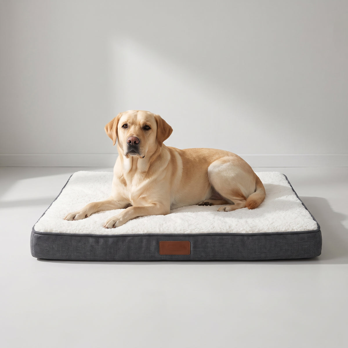 Memory Foam Dog Mat with a Labrador, studio photo