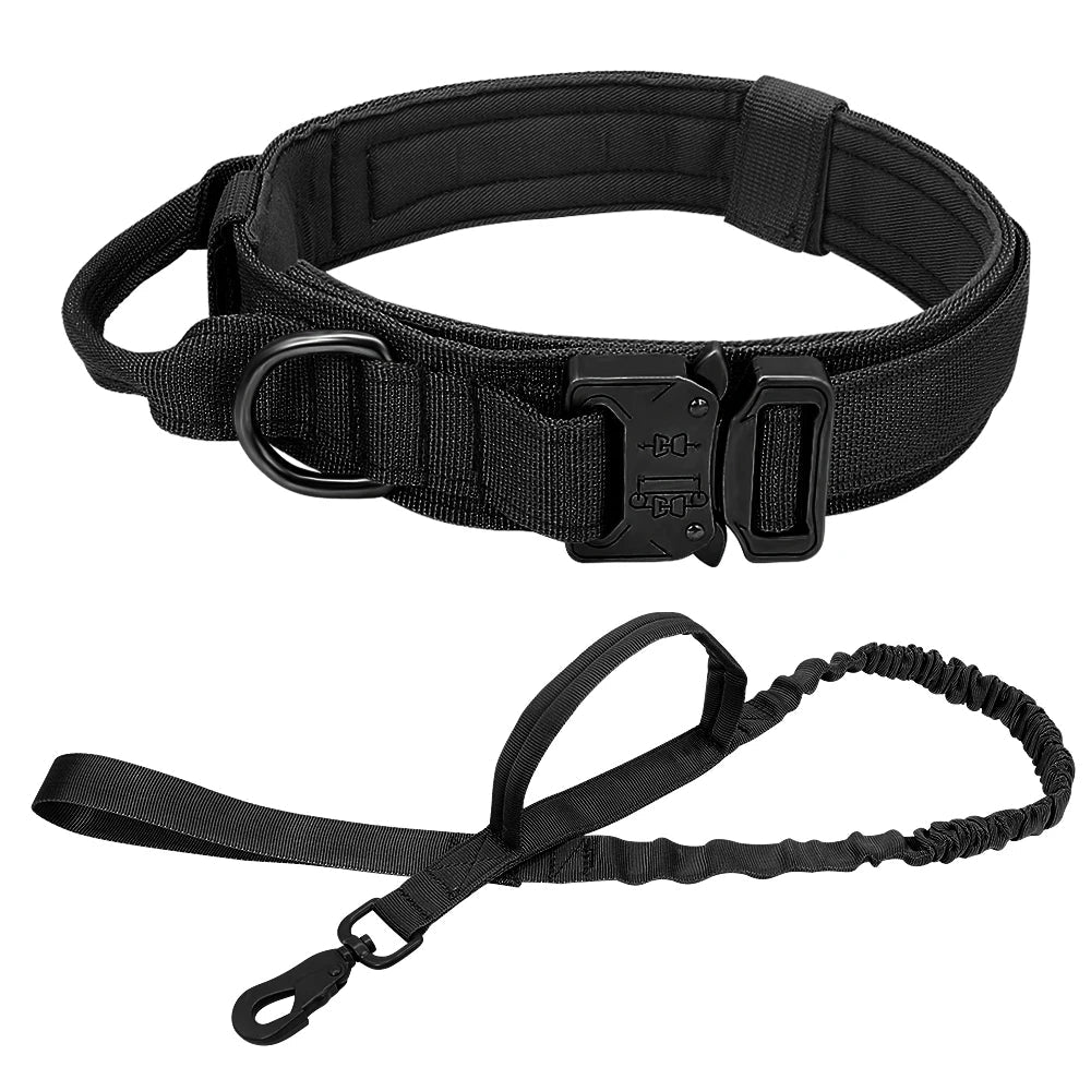 Military Tactical Dog Collar in Black Set