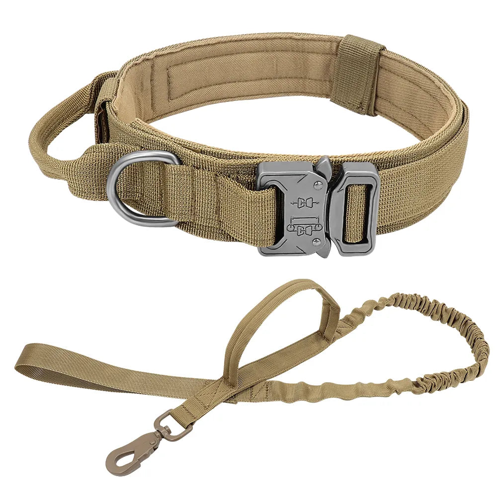 Military Tactical Dog Collar in Khaki Set