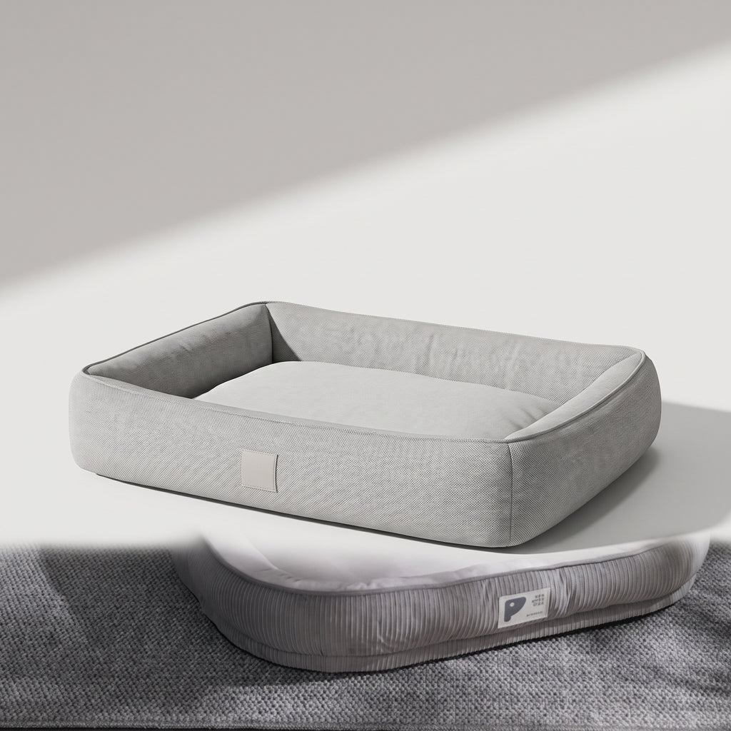 Modern Dog Bed, studio photo on a light grey background