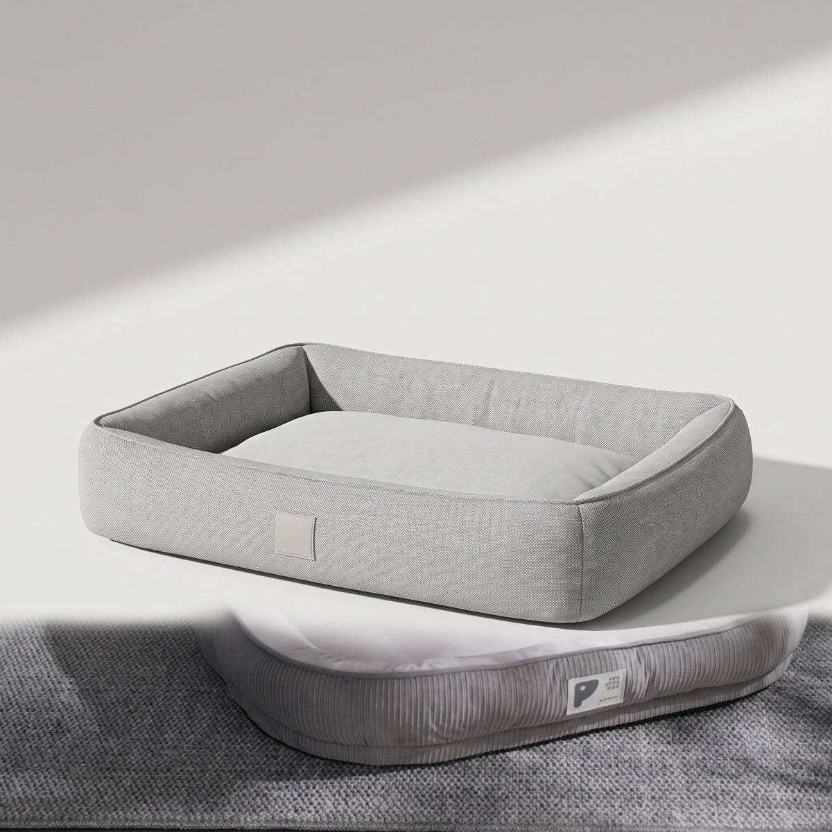Modern Dog Bed, studio photo on a light grey background