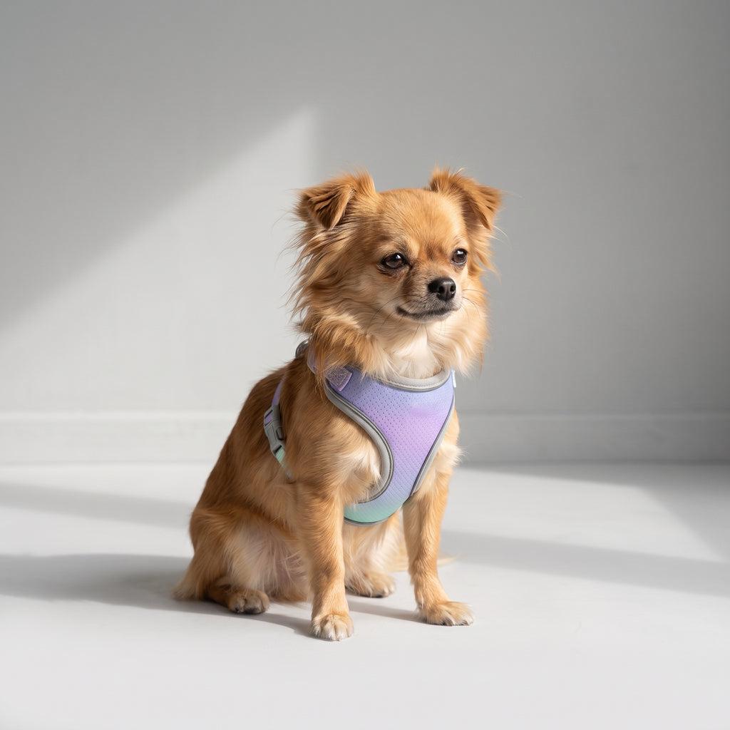 Nylon Dog Harness with a chihuahua, studio photo